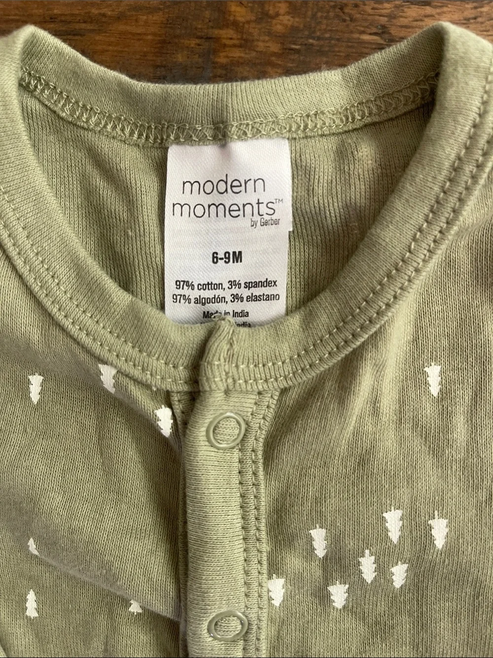 Olive Green Baby One-Piece - Snap Front